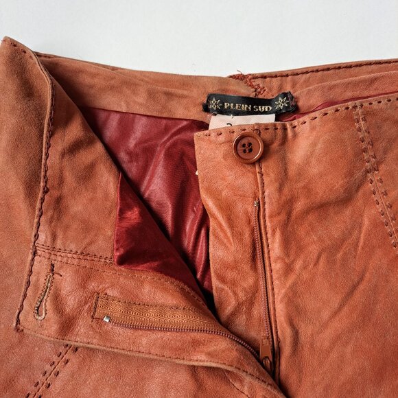 Plein Sud Women's 100% Leather Brick color Pants Size 36/4 - Picture 3 of 14